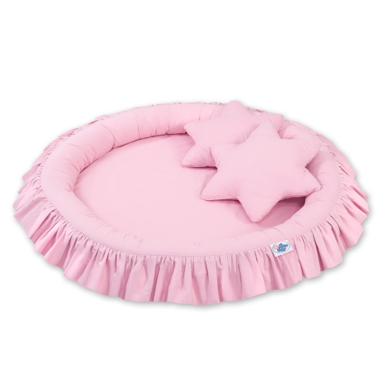 Set: Hanging canopy + Nest with flounce + pillows - pink