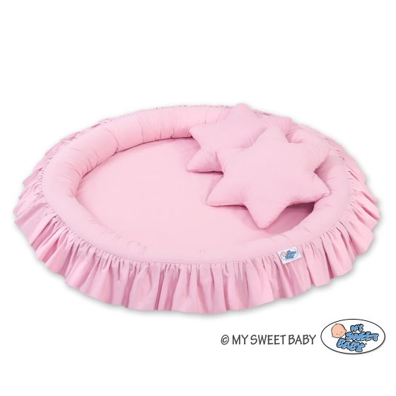 Set: Hanging canopy + Nest with flounce + pillows - pink