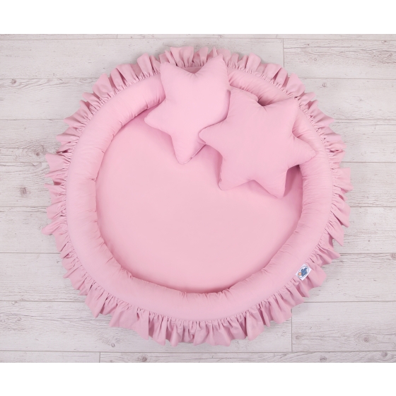 Set: Hanging canopy + Nest with flounce + pillows - pink