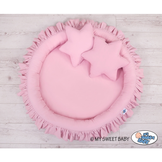 Set: Hanging canopy + Nest with flounce + pillows - pink