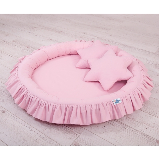 Set: Hanging canopy + Nest with flounce + pillows - pink