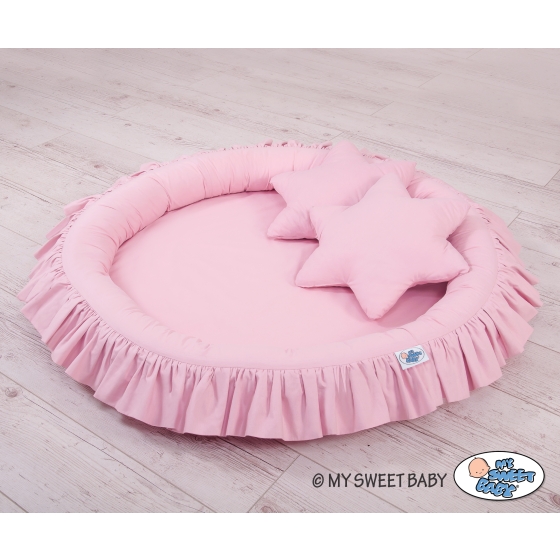 Set: Hanging canopy + Nest with flounce + pillows - pink