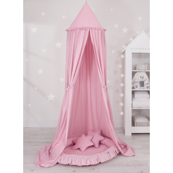 Set: Hanging canopy + Nest with flounce + pillows - pink