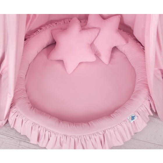 Set: Hanging canopy + Nest with flounce + pillows - pink