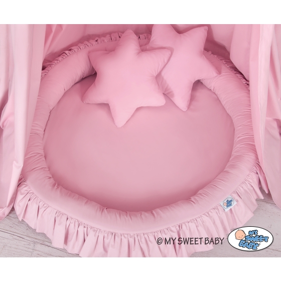 Set: Hanging canopy + Nest with flounce + pillows - pink