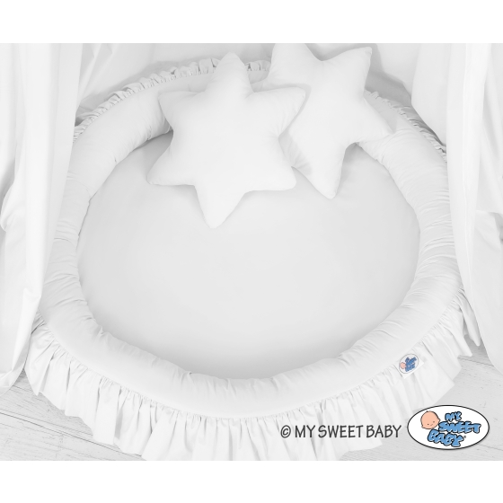 Set: Hanging canopy + Nest with flounce + pillows - white