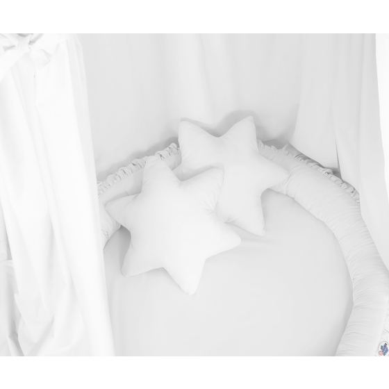 Set: Hanging canopy + Nest with flounce + pillows - white
