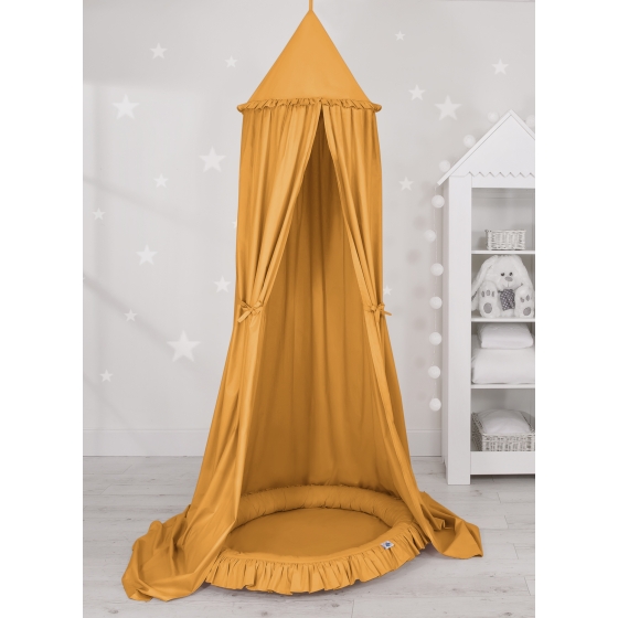 Set: Hanging canopy + Nest with flounce- honey yellow