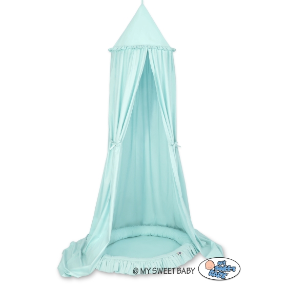 Set: Hanging canopy + Nest with flounce- mint