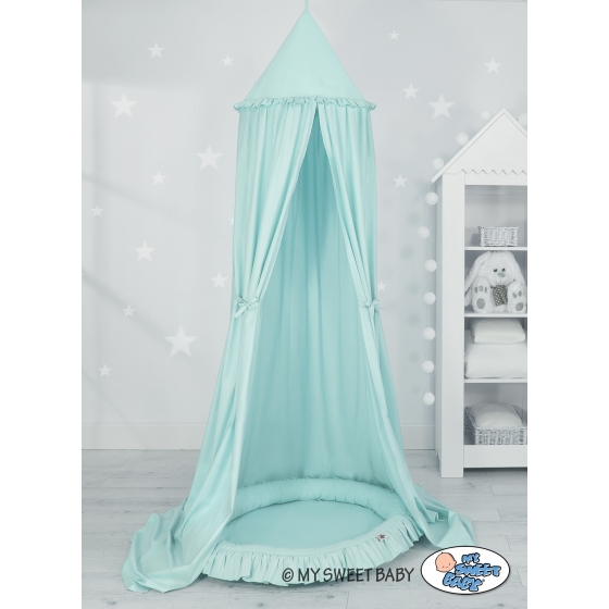 Set: Hanging canopy + Nest with flounce- mint