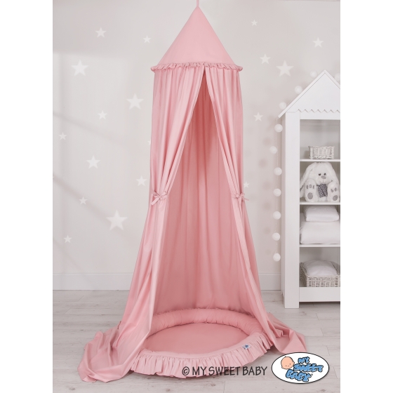 Set: Hanging canopy + Nest with flounce- pastel pink