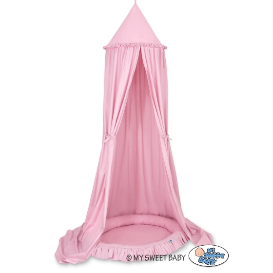 Set: Hanging canopy + Nest with flounce- pink