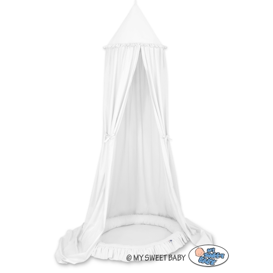 Set: Hanging canopy + Nest with flounce- white