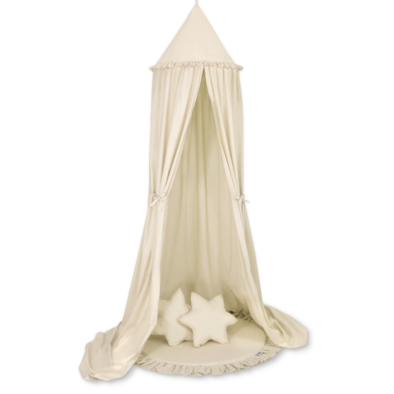 Set: Hanging canopy Dome + Floor play mat + pillows - beige