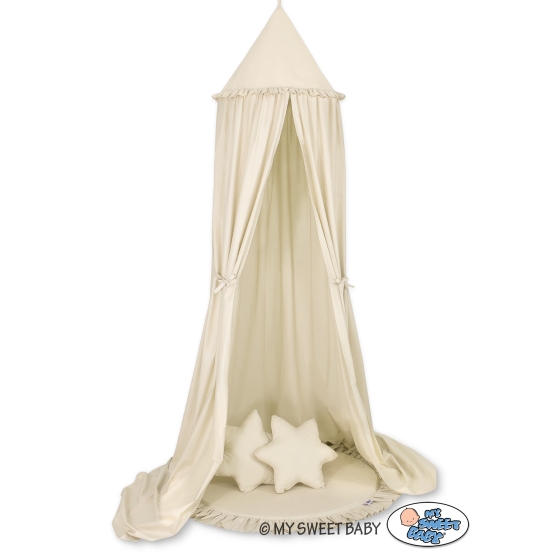 Set: Hanging canopy Dome + Floor play mat + pillows - beige