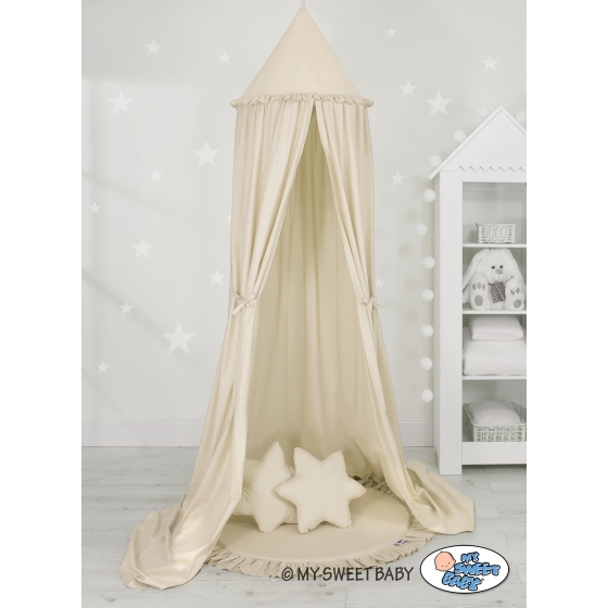 Set: Hanging canopy Dome + Floor play mat + pillows - beige