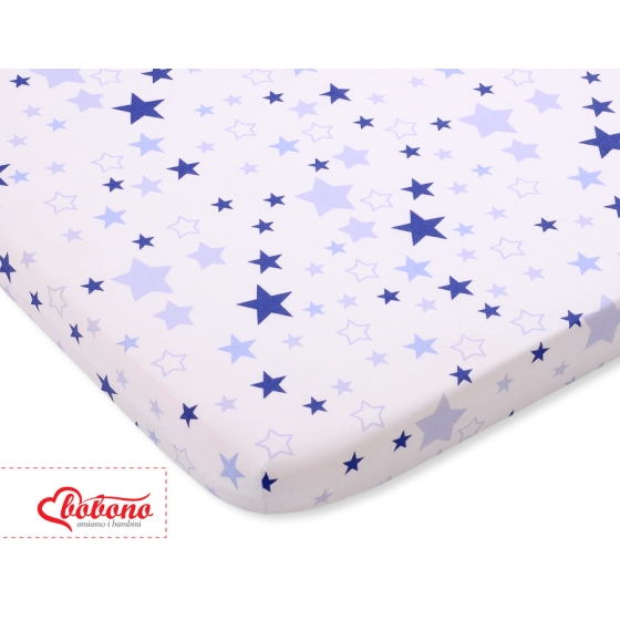Sheet made of cotton for Baby cot 120x60cm white- blue stars