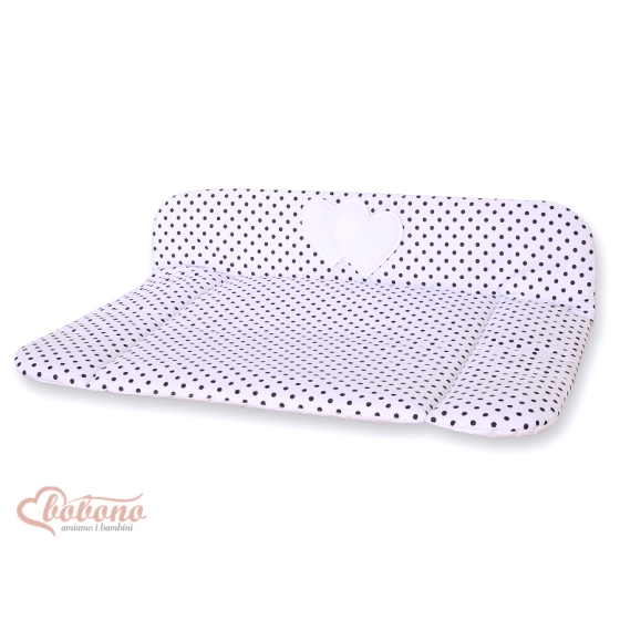 Soft Baby Changing Mat- Hanging Hearts black dots on white