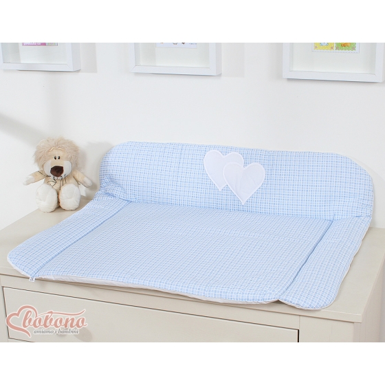 Soft Baby Changing Mat- Hanging Hearts blue checkered