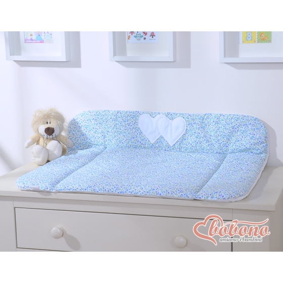 Soft Baby Changing Mat- Hanging Hearts blue flowers