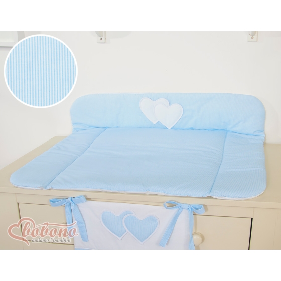 Soft Baby Changing Mat- Hanging Hearts blue stripes