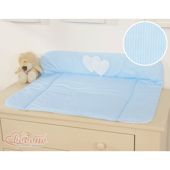 Soft Baby Changing Mat- Hanging Hearts blue stripes