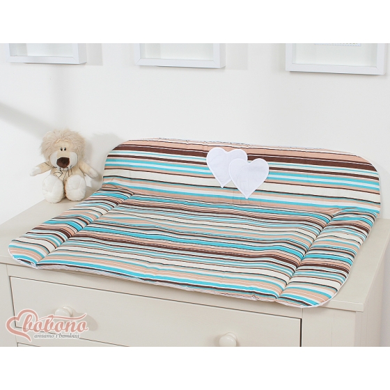 Soft Baby Changing Mat- Hanging Hearts brown stripes