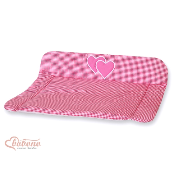 Soft Baby Changing Mat- Hanging Hearts dark pink checkered