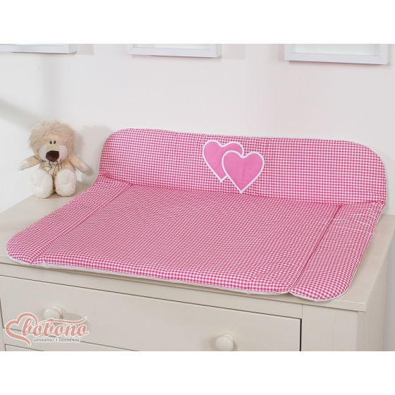 Soft Baby Changing Mat- Hanging Hearts dark pink checkered