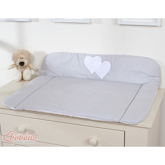 Soft Baby Changing Mat- Hanging Hearts Gray