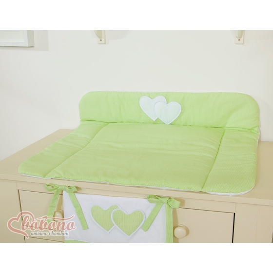 Soft Baby Changing Mat- Hanging Hearts green stripes