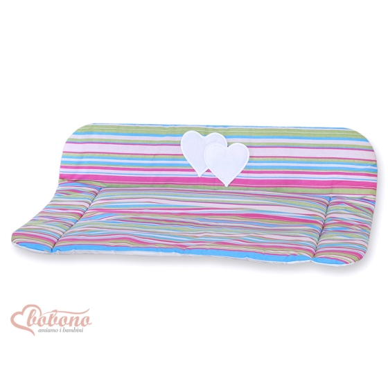 Soft Baby Changing Mat- Hanging Hearts lilac stripes
