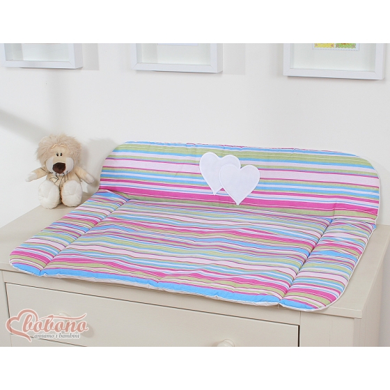 Soft Baby Changing Mat- Hanging Hearts lilac stripes