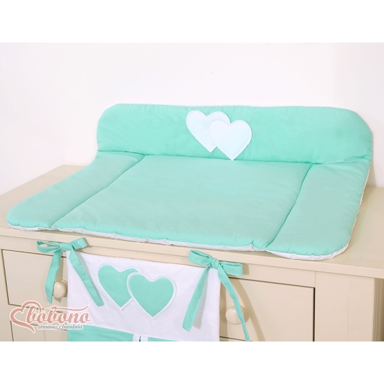 Soft Baby Changing Mat- Hanging Hearts mint
