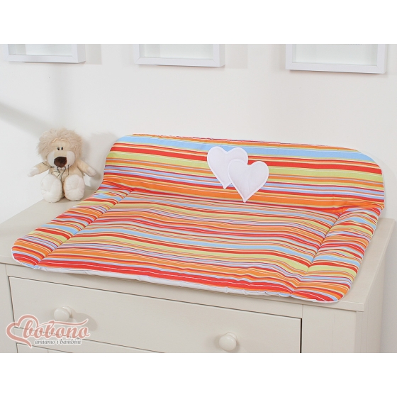Soft Baby Changing Mat- Hanging Hearts orange stripes