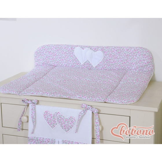 Soft Baby Changing Mat- Hanging Hearts pink flowers