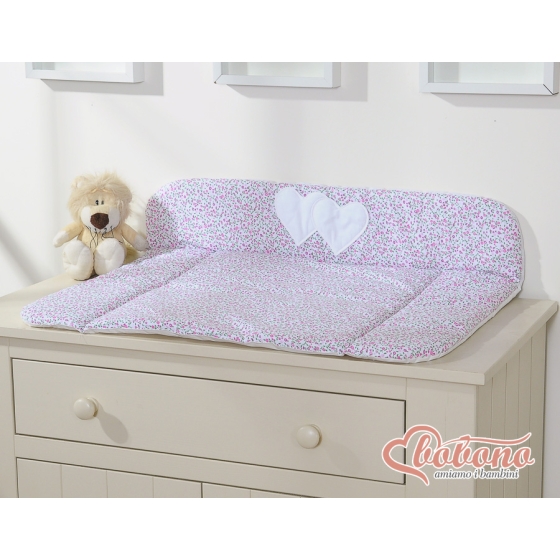 Soft Baby Changing Mat- Hanging Hearts pink flowers