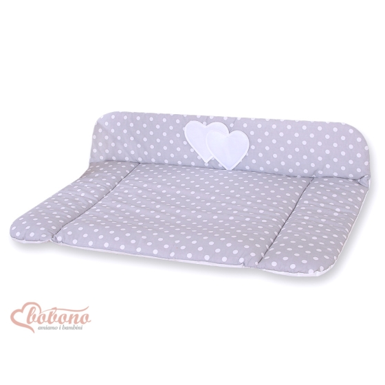 Soft Baby Changing Mat- Hanging Hearts white dots on Gray