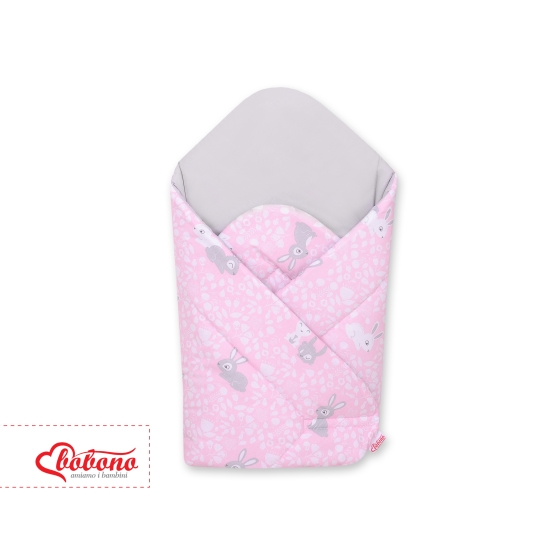 Swaddle Newborn Blanket with stiffening - pink rabbits
