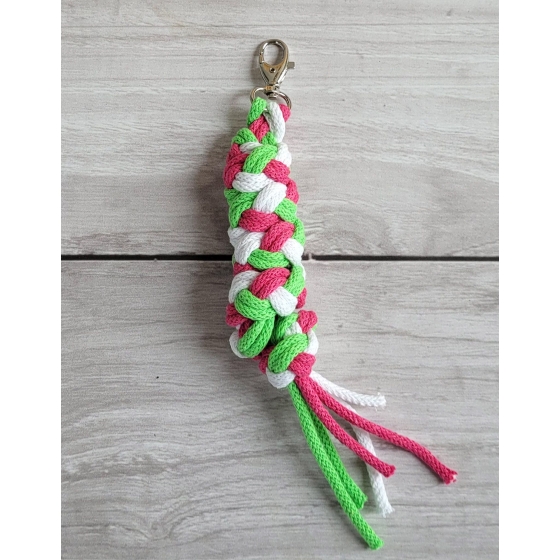 Tether for Hobby Horse made of double - dark pink/light green/white