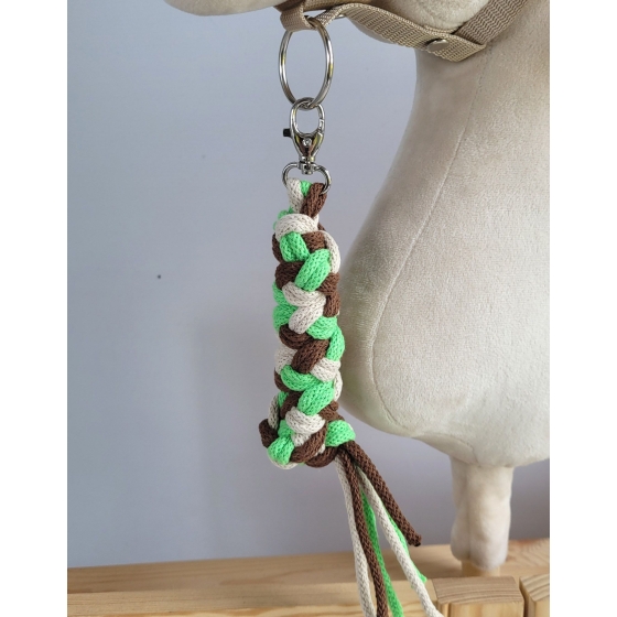 Tether for Hobby Horse made of double - hellgrün/braun/hellbeige
