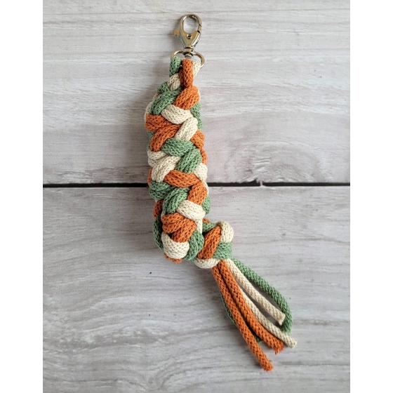Tether for Hobby Horse made of double - light beige/pistachio/ terracotta
