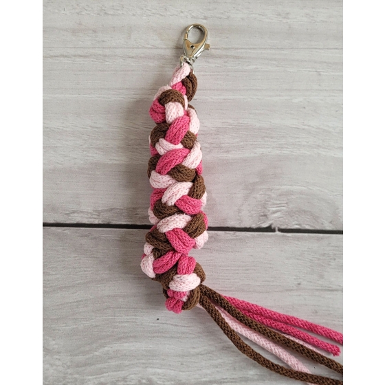 Tether for Hobby Horse made of double - light pink/dark pink/brown