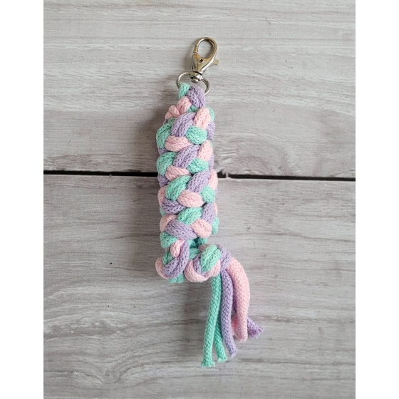 Tether for Hobby Horse made of double - mint/purple/light pink