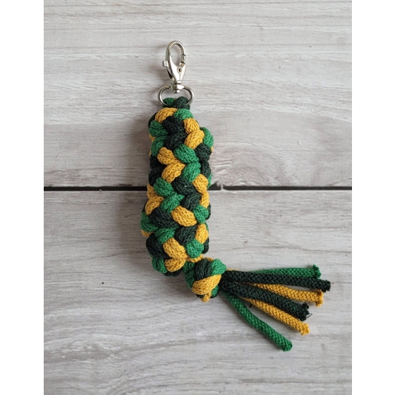 Tether for Hobby Horse made of double - mustard/ green/ bottle green