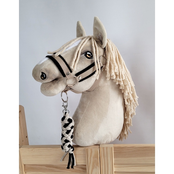 Tether for Hobby Horse made of double-twine cord - black-beige