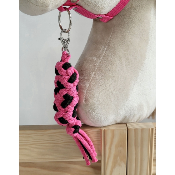 Tether for Hobby Horse made of double-twine cord - black-dark pink