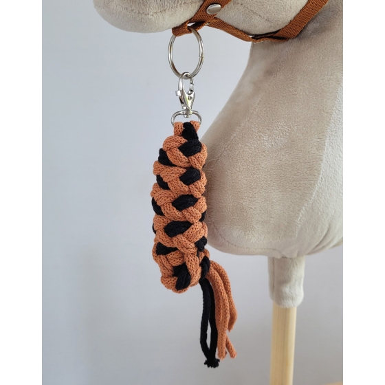 Tether for Hobby Horse made of double-twine cord - black- ginger