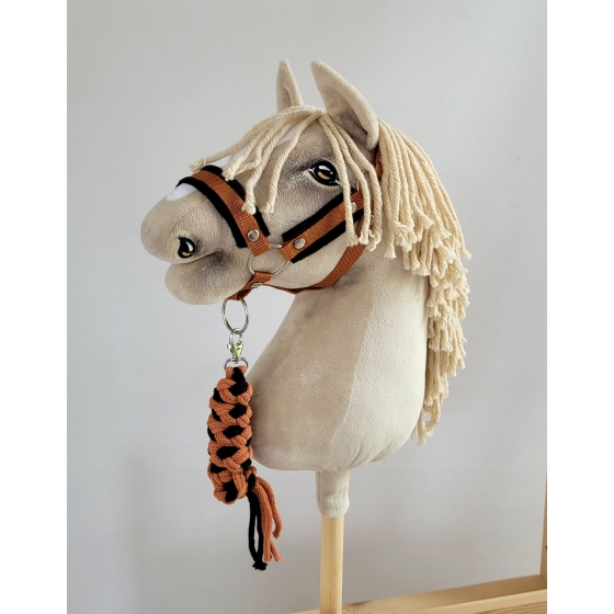 Tether for Hobby Horse made of double-twine cord - black- ginger