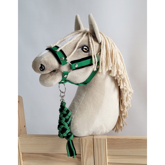 Tether for Hobby Horse made of double-twine cord - black-green